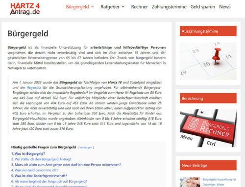 Projekt Hartz4Antrag.de: Ratgeber für bedürftige Haushalte, Familien und Rentner